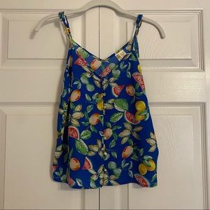 Blue fruit tank blouse